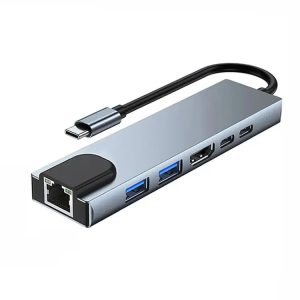 6 Port USB C Hub Ethernet Adapter HDMI