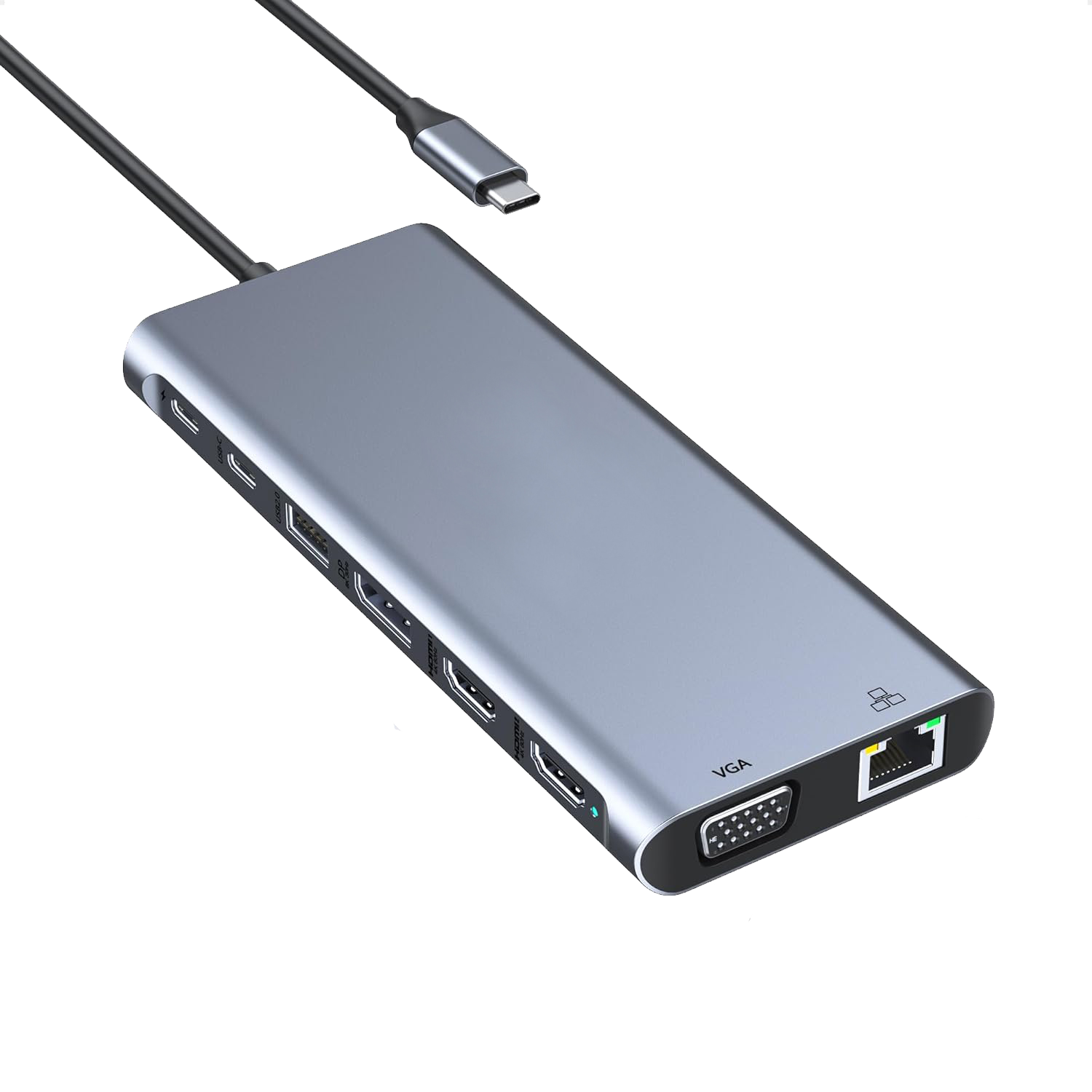 15-in-1 USB C Dock Dual HDMI DP VGA RJ45
